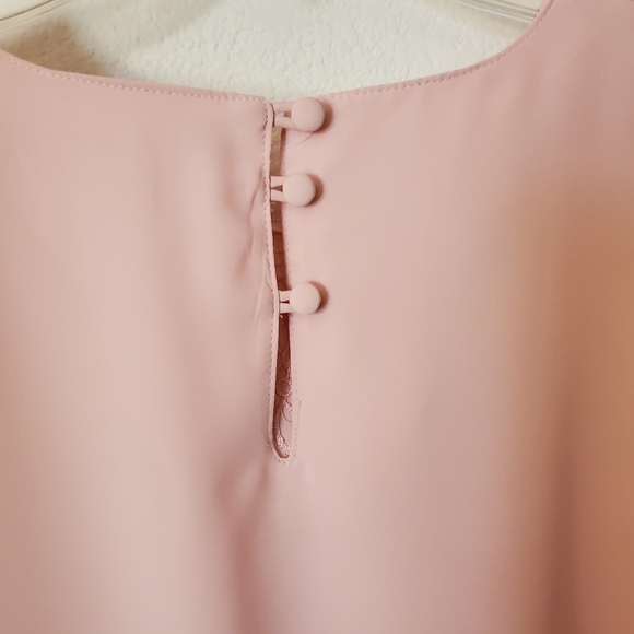 MEDIUM 10 Petite Vintage 90's Pink Embroidered Blouse - Picture 3 of 7